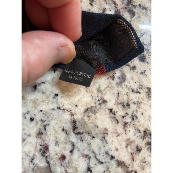 Vtg Private Club Mens Acrylic Neck Tie Black Red Tan American Stripe Work  Dad G - Picture 5 of 7